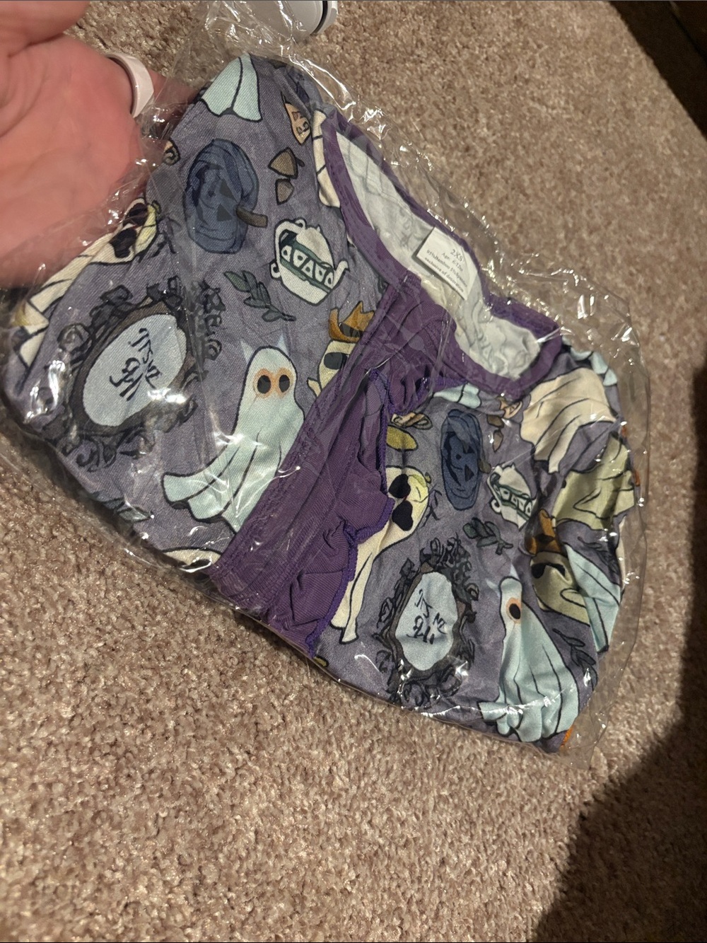 Kids Purple Ghost Print Halloween bamboo outfit